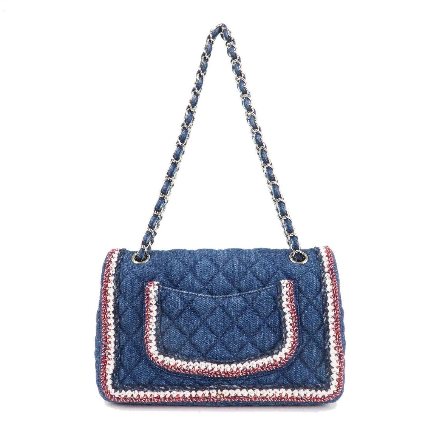 Chanel Matelasse Denim Leather Chain Shoulder Bag Blue