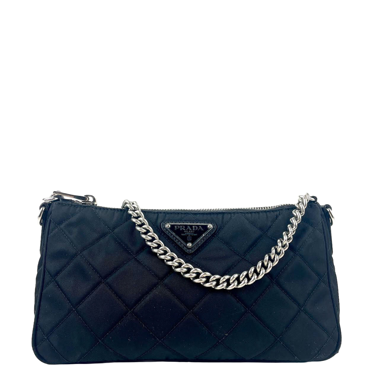 Prada Tessuto Crossbody Outlet Final Sale Nylon Quilted Chain Crossbody Bag