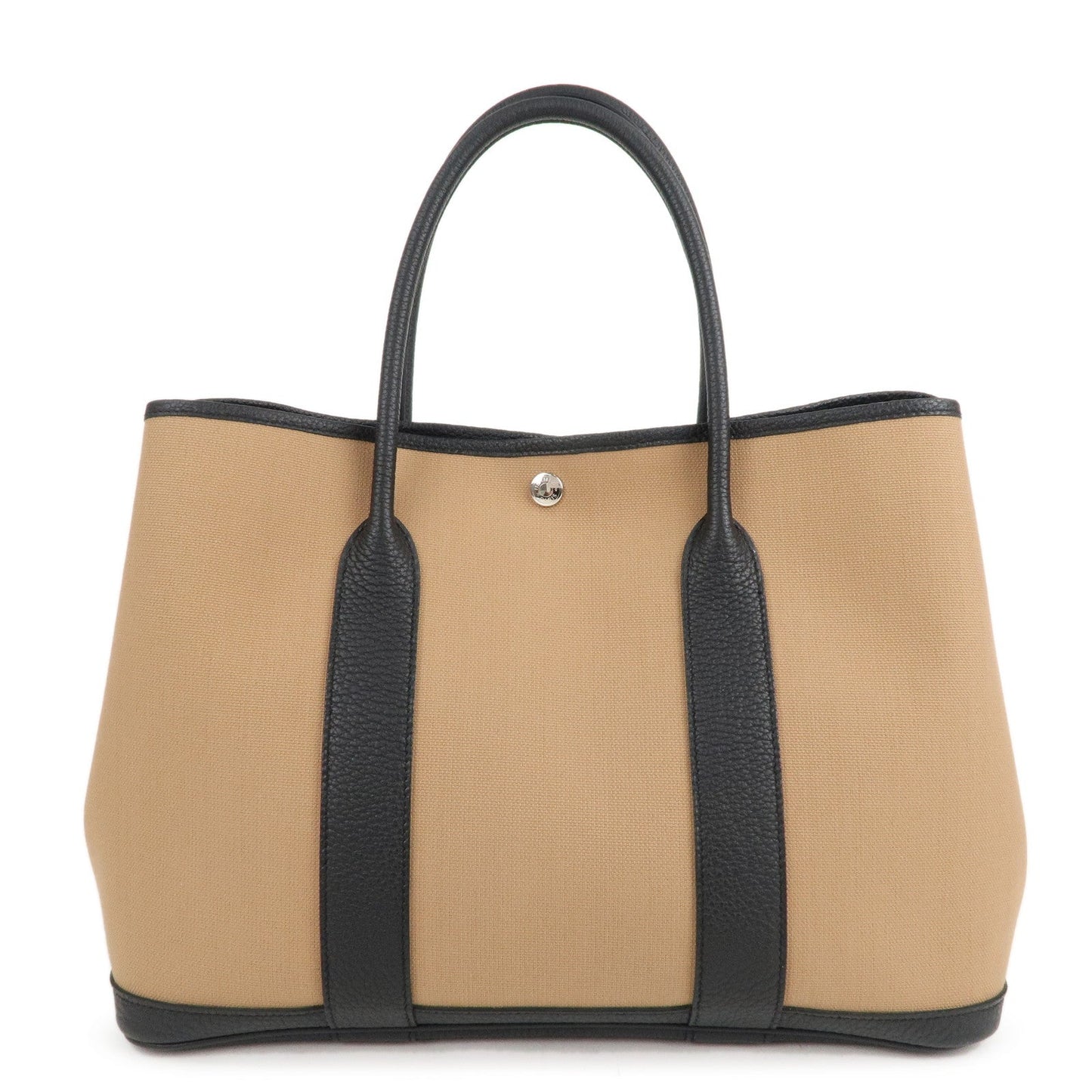 Hermes Luxury Toile Militaire Negonda Garden Party Bag Black Brown Travel Bag