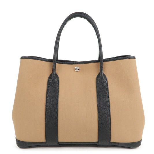 Hermes Luxury Toile Militaire Negonda Garden Party Bag Black Brown Travel Bag