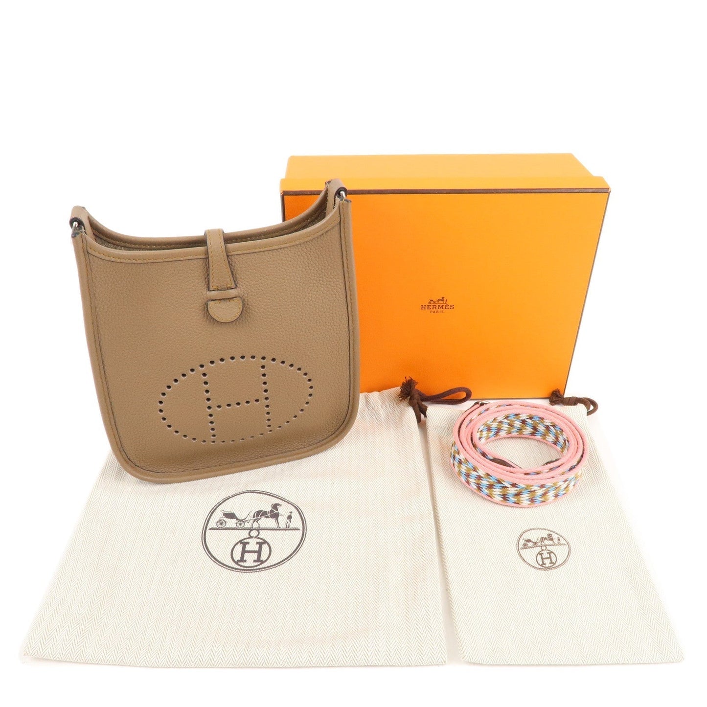 Hermes Luxury Taurillon Clemence Evelyne Tpm Shoulder Bag Brown