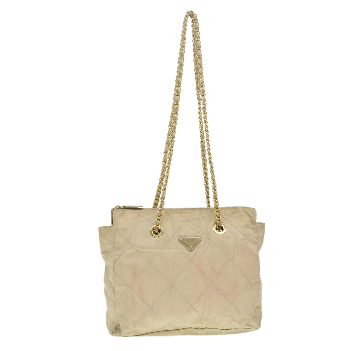 Prada Shoulder Bag Nylon Beige Chain