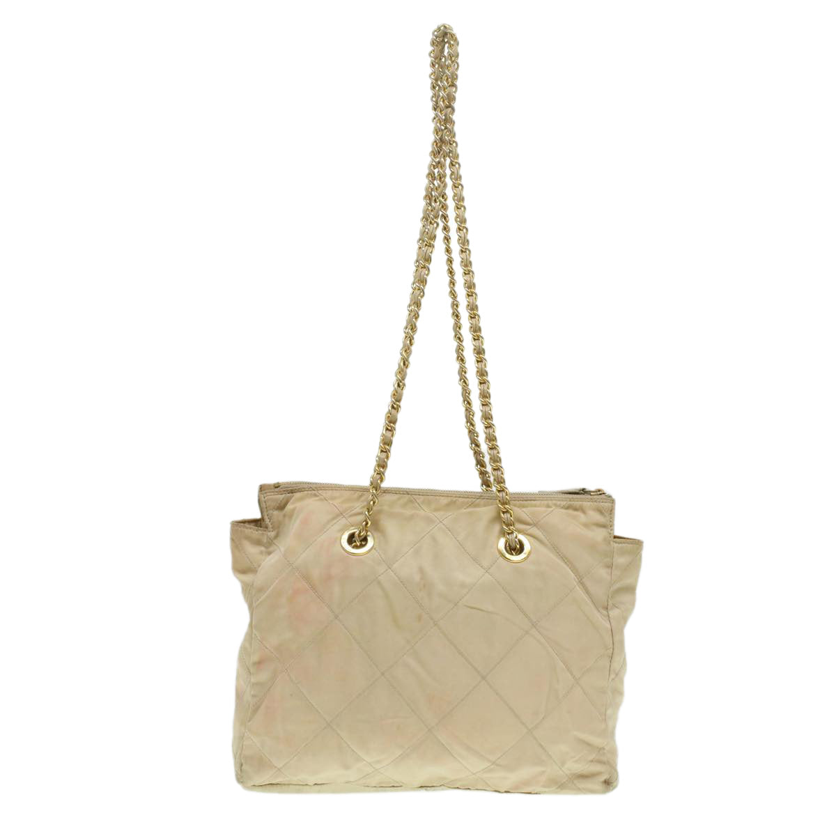 Prada Shoulder Bag Nylon Beige Chain