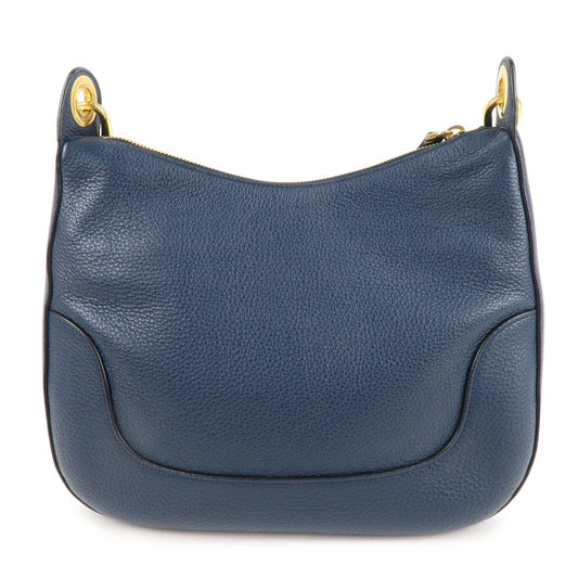 Prada Prada Logo Leather Shoulder Bag Navy 1Bc052 36990