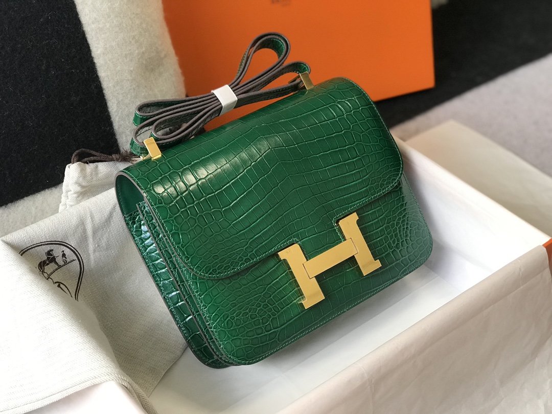 Top Quality Constance Pattern Crocotop Qualityle For Green Shoulder Bag