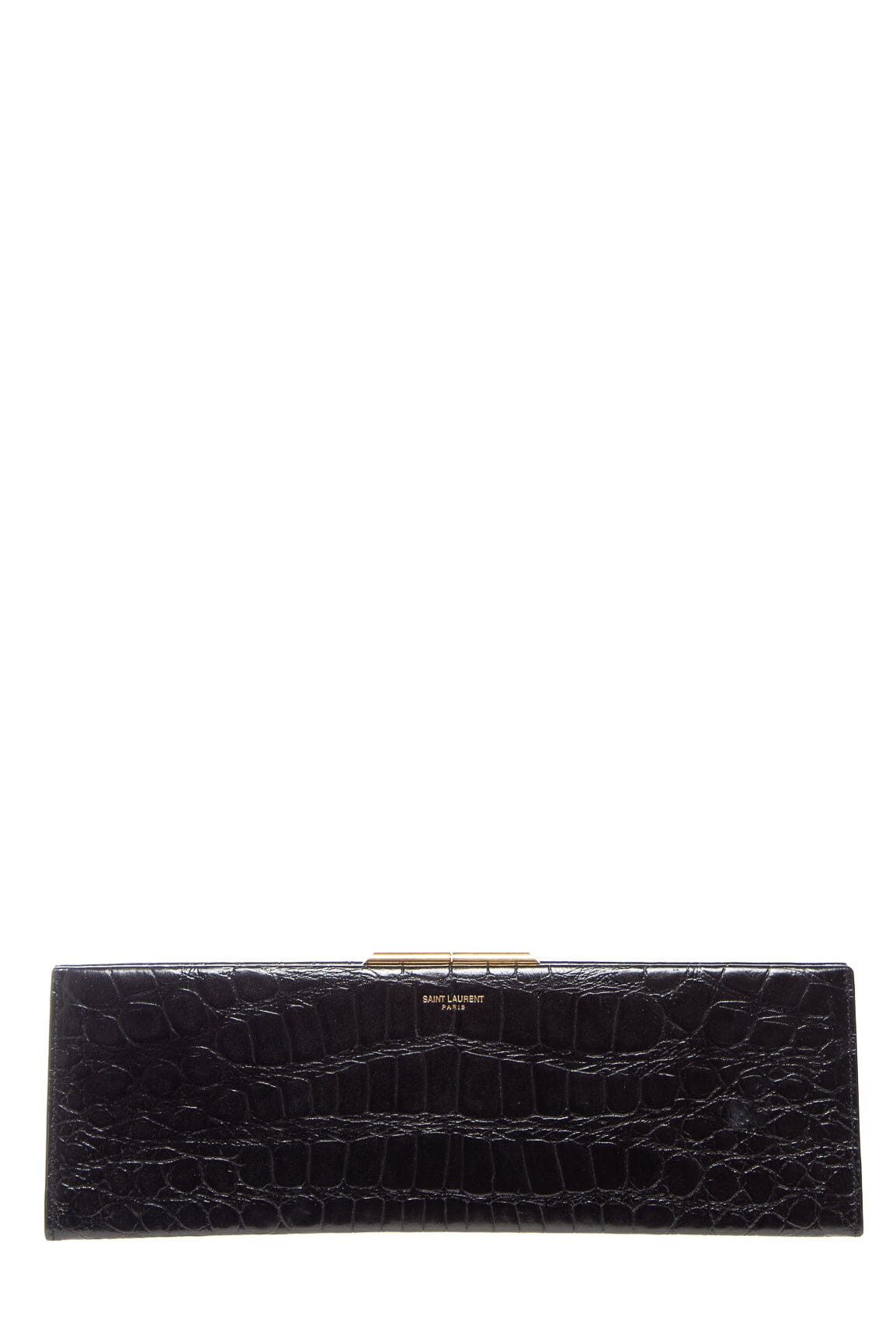 YSL Saint Laurent Croc Clutch Black Embossed Clutch Bag