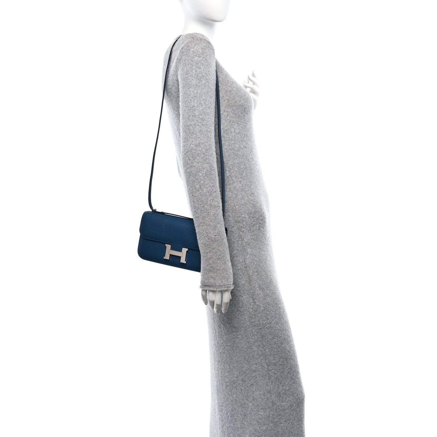 Hermes Epsom Constance Elan Deep Handbag Blue Travel Bag
