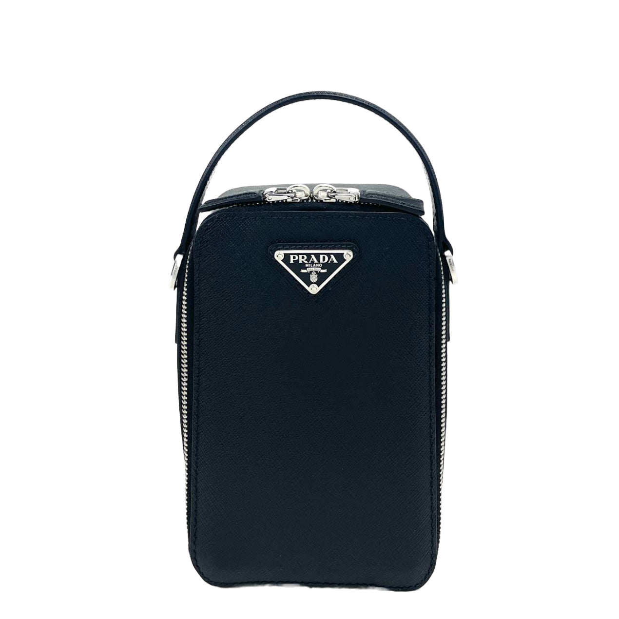 Prada Brique Bag W Strap Leather Canvas Saffiano Travel Bag