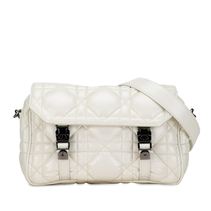 Dior Macrocanage Messenger Bag Shoulder Bag White