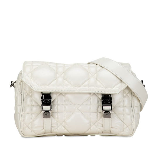 Dior Macrocanage Messenger Bag Shoulder Bag White
