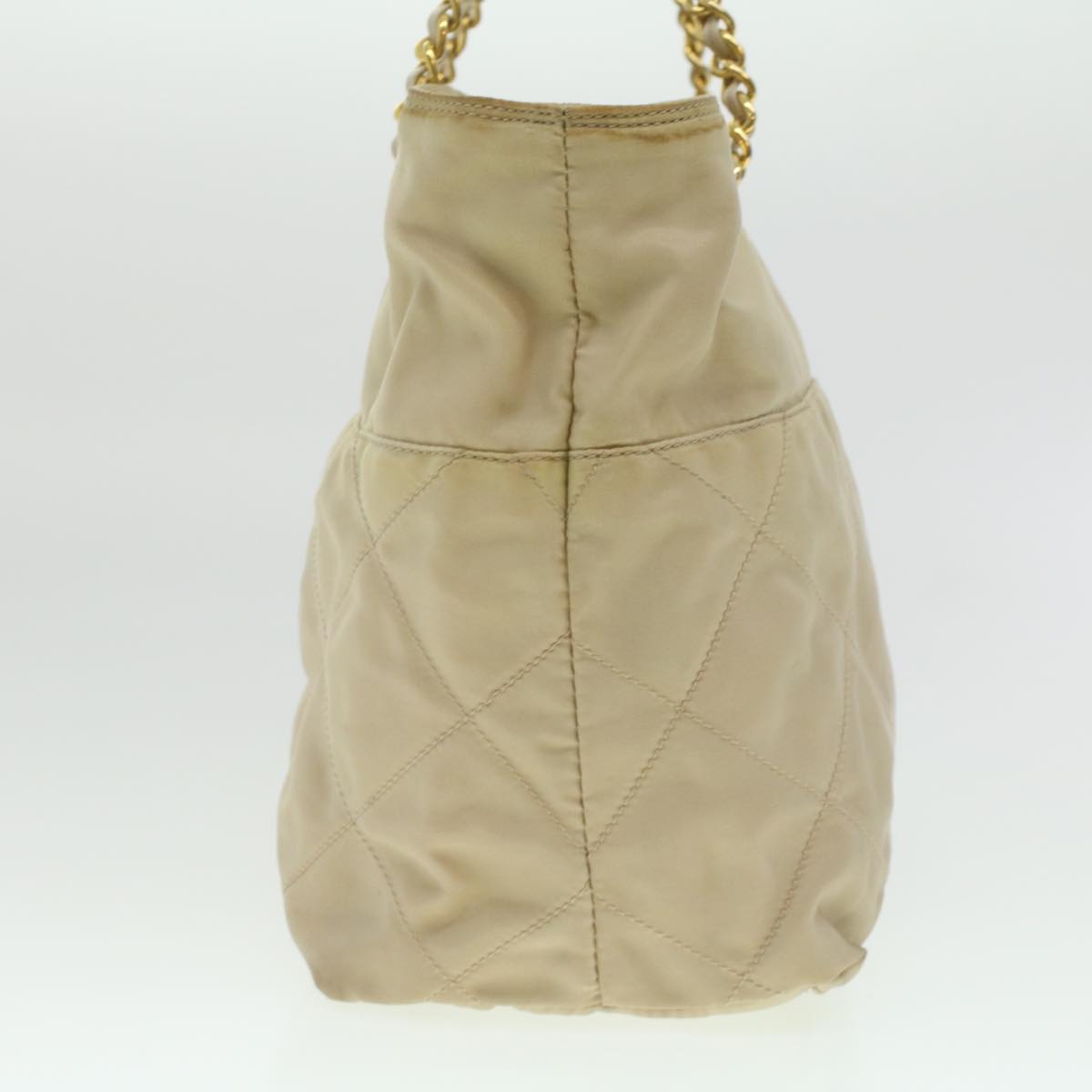 Prada Shoulder Bag Nylon Beige Chain Nylon Beige 37714