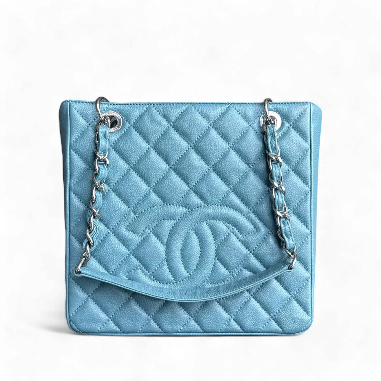 Chanel PST Petite Shopping Tote - Caviar Light Quilted Blue Tote Bag