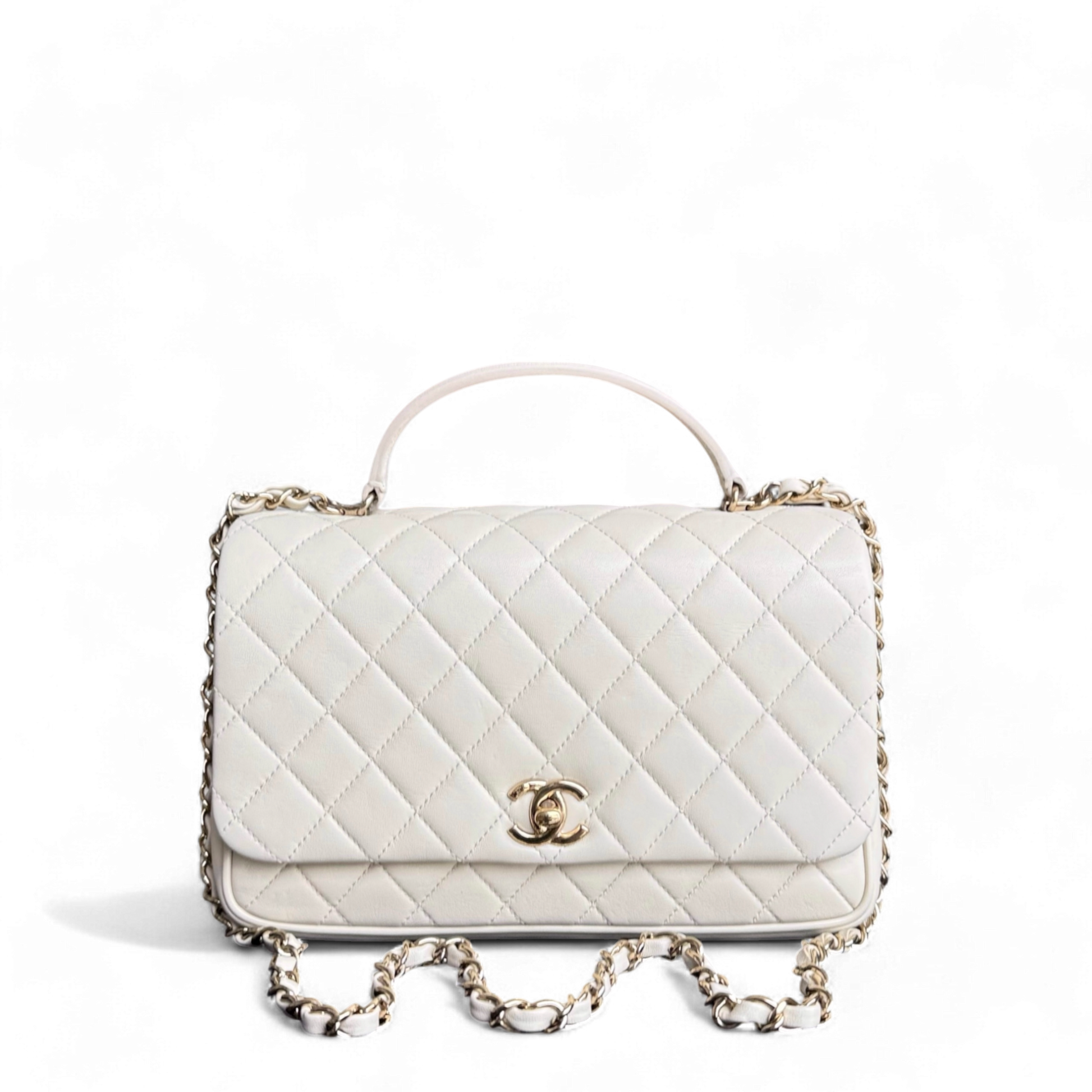 Chanel Citizen Chic Flap Bag - Medium Lambskin Quilted White Handbag