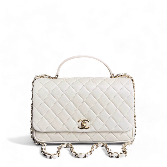 Chanel Citizen Chic Flap Bag - Medium Lambskin Quilted White Handbag