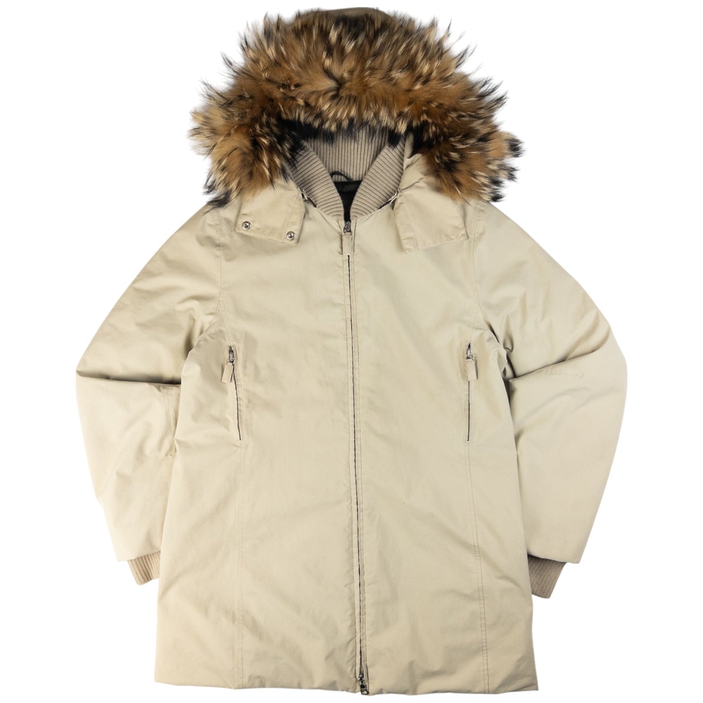 Prada Handbag Sport Fur Hood Goretex Jacket Women's Beige
