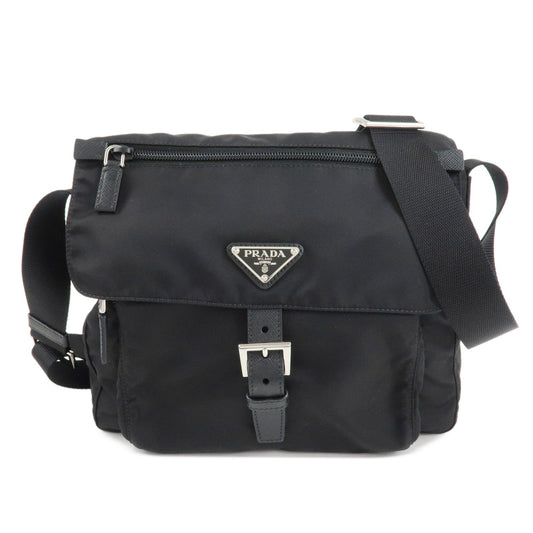 Shoulder Bag d Leather Nylon Black