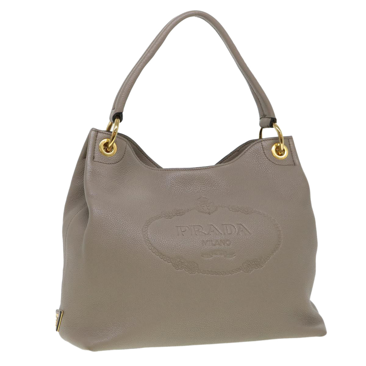 Prada Shoulder Bag Buffalo Goat Fur Leather Gray
