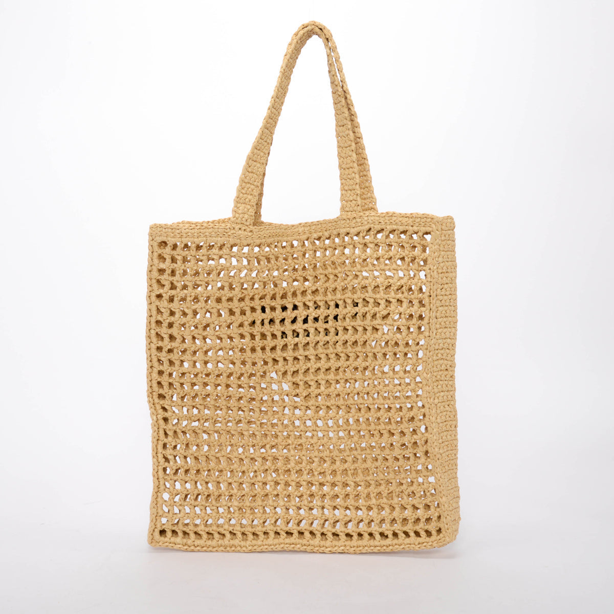 Prada Natural Crochet Tote Raffia Tote Bag