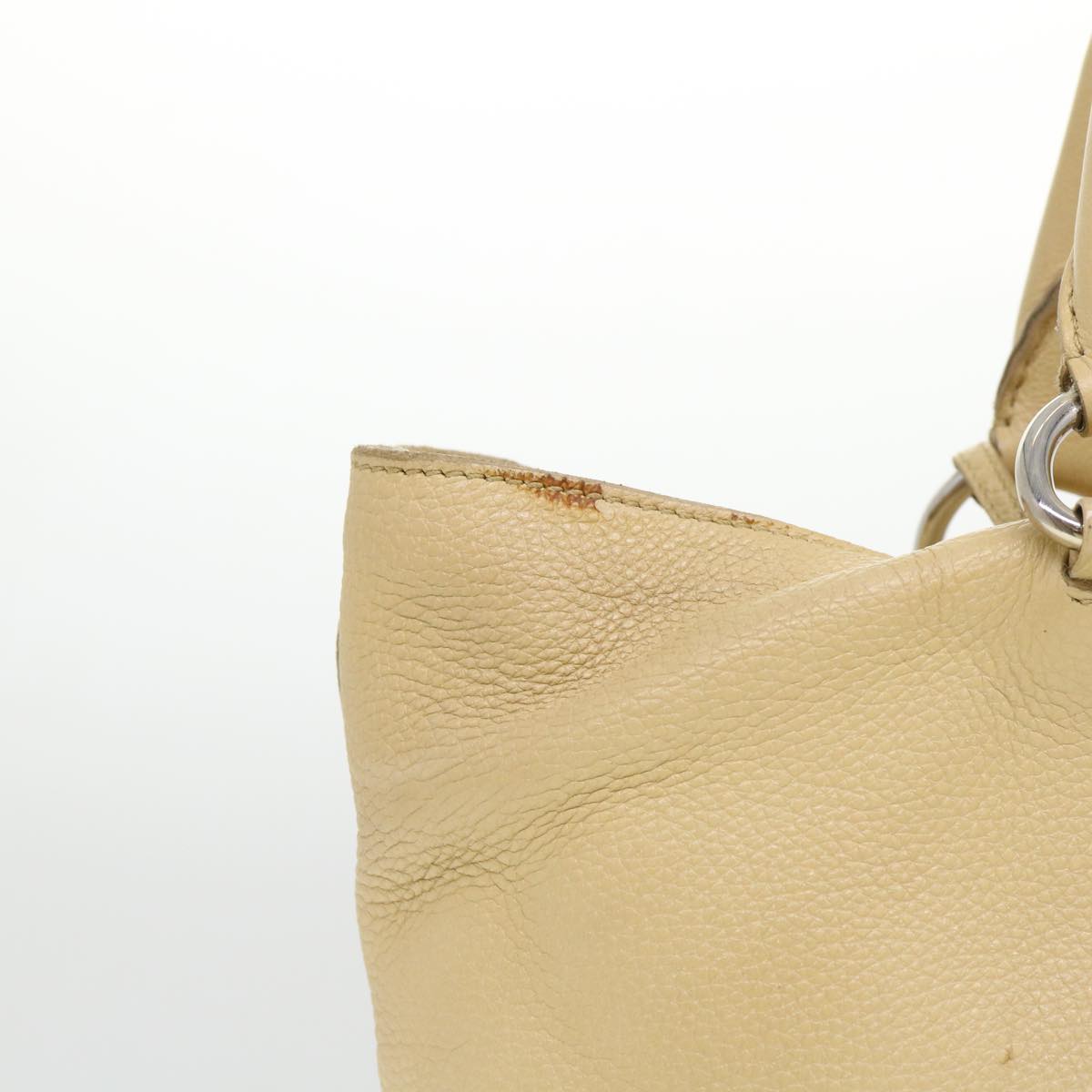 Prada Hand Bag 2Way Leather Beige Travel Bag
