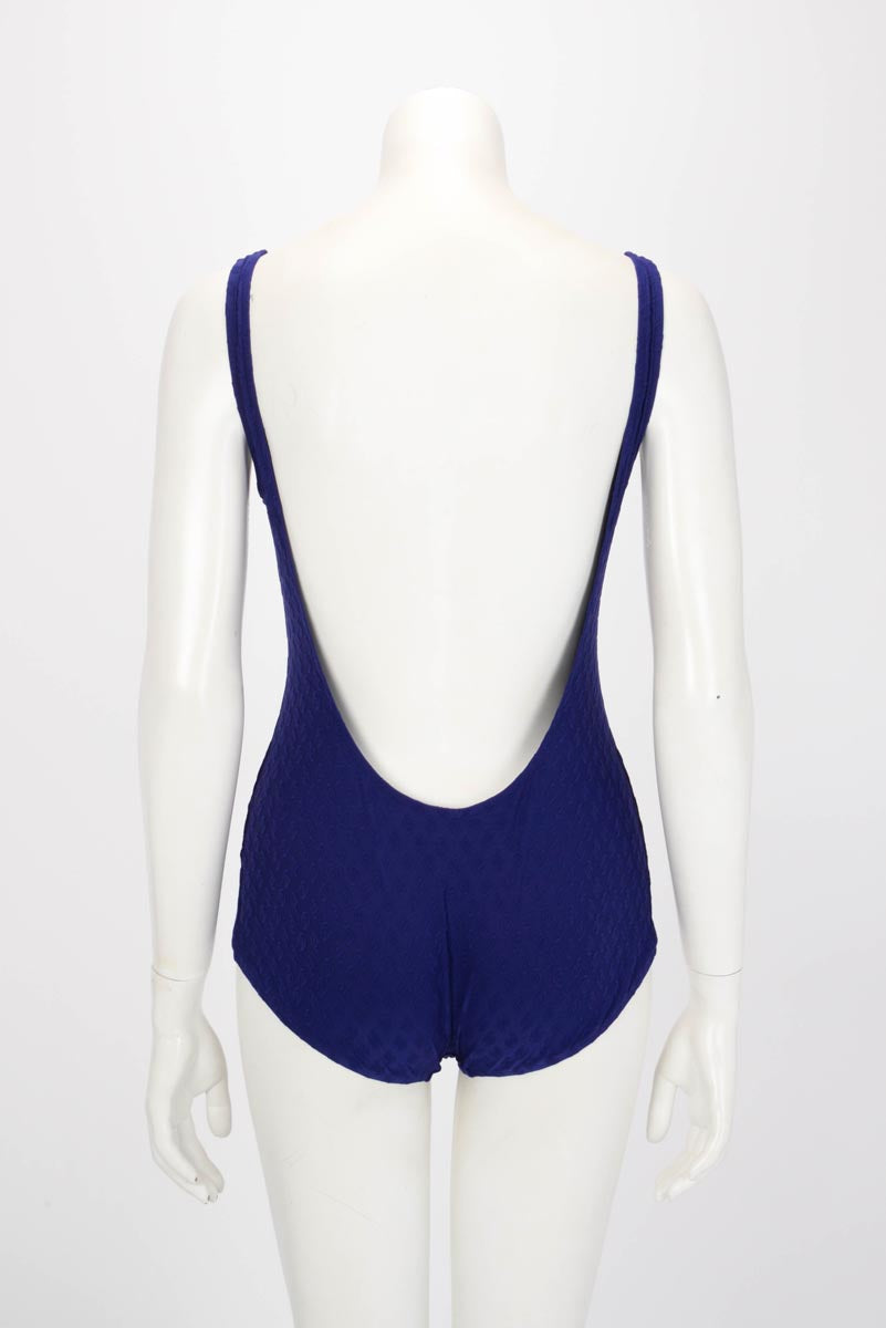Chanel Dark Blue CC Jacquard One Piece Swimsuit Bodysuit FR 40 Accessory