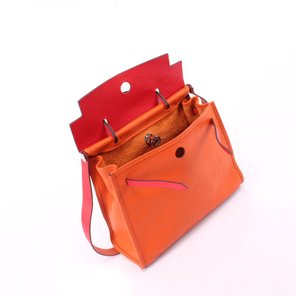 Hermes Luxury Herbag Way Orange Travel Bag