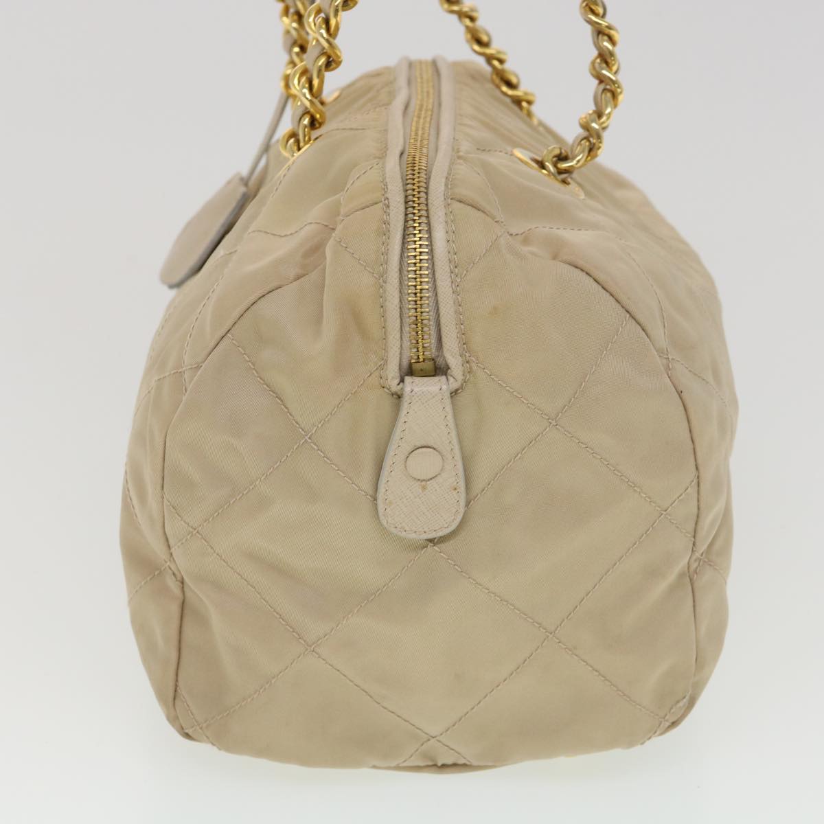 Prada Hand Bag Nylon Beige Chain Travel Bag Nylon Beige 39063