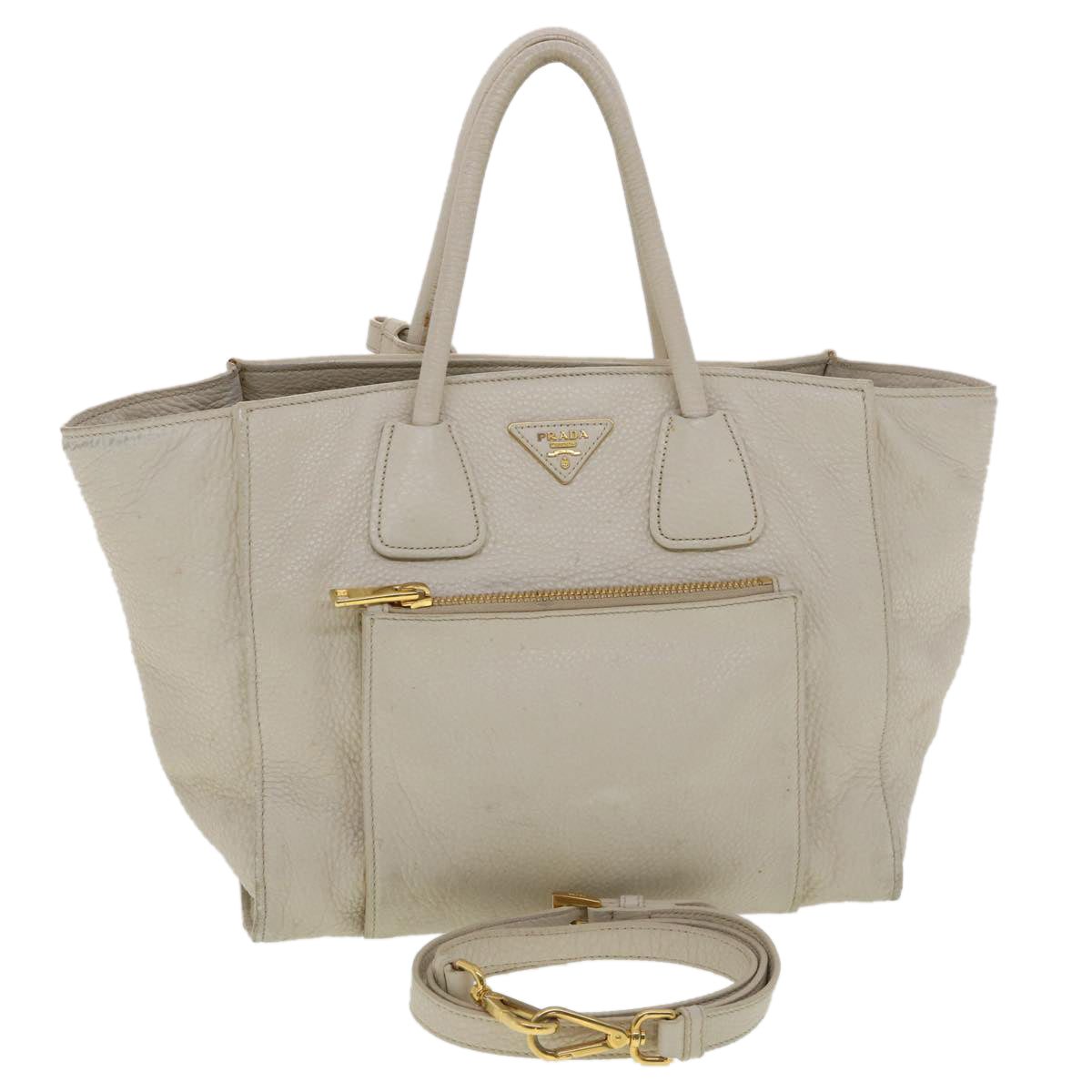 Prada Hand Bag 2Way Leather Beige Travel Bag 2Way Beige 39299