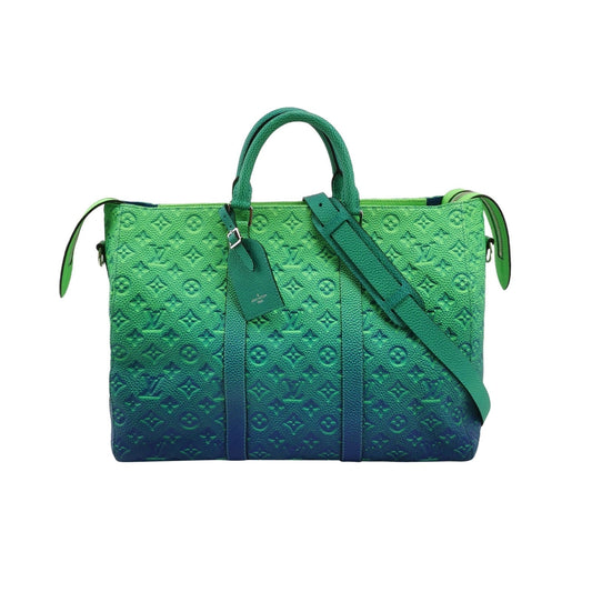 Louis Vuitton Virgil Abloh Illusion Keepall Hardware Monogram Blue Green Silver Leather Travel Bag