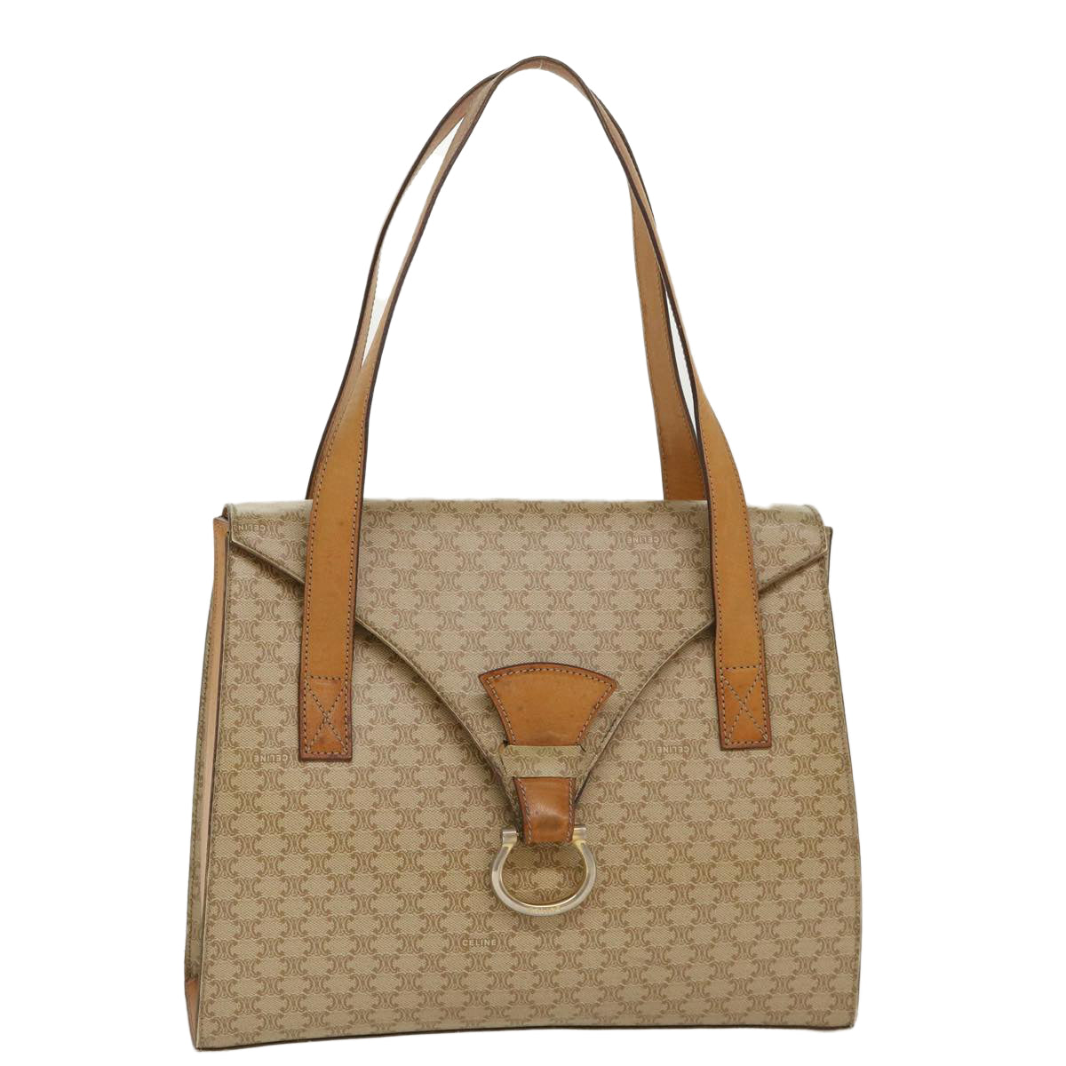 Luxury Macadam Shoulder Bag Pvc Beige Leather Canvas