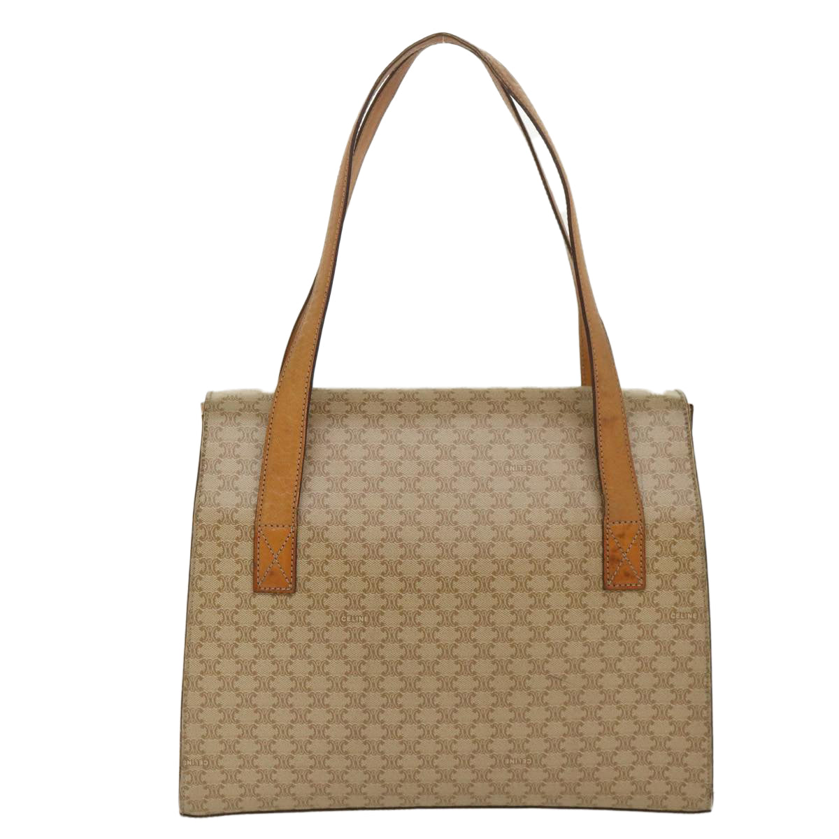 Luxury Macadam Shoulder Bag Pvc Beige Leather Canvas