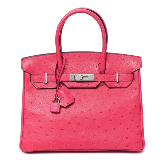 Hermes Ostrich Birkin Rose Tyrien Handbag Travel Bag
