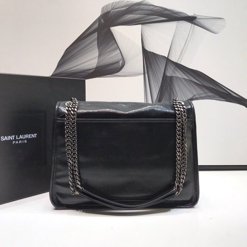 YSL Saint Laurent Niki 11in 28cm Black Medium Chain Handbag