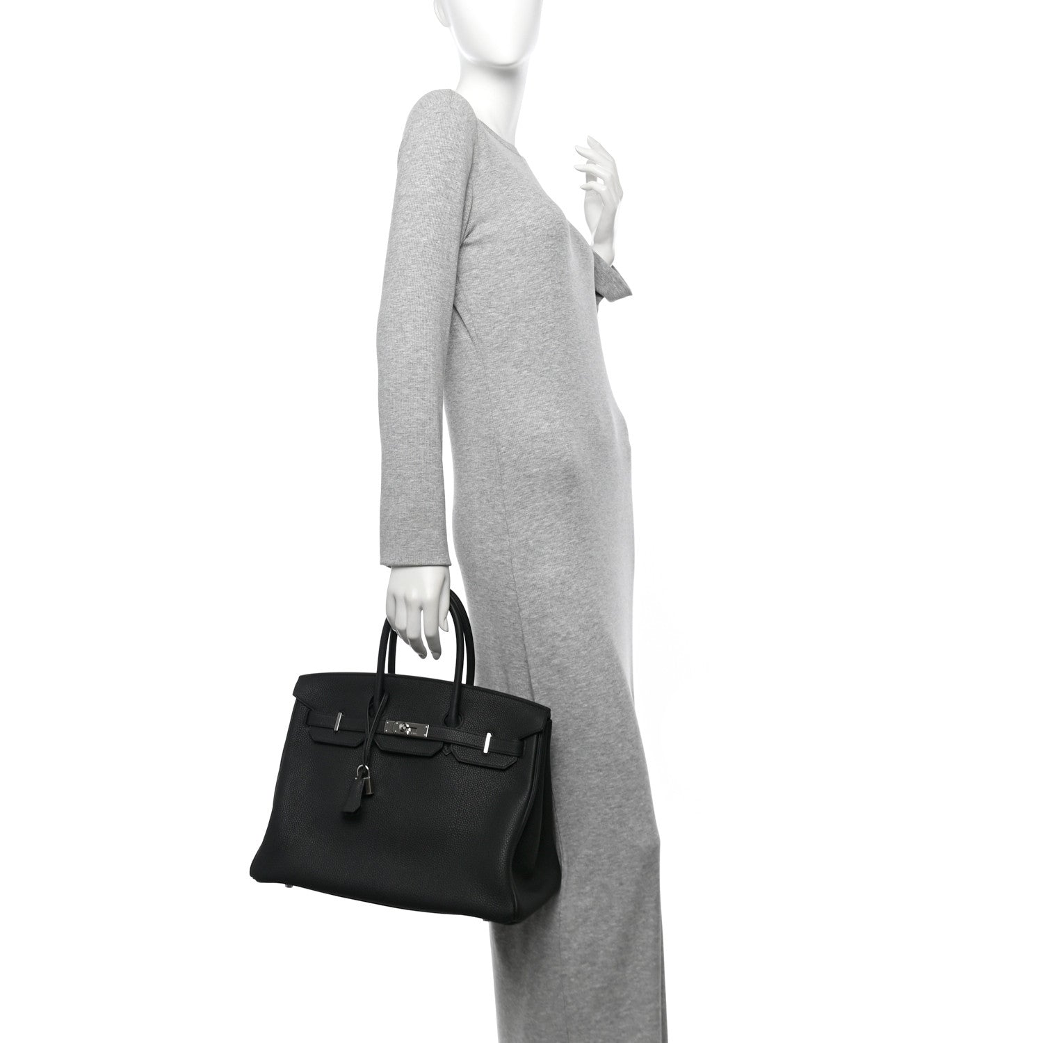 Hermes Togo Birkin Handbag Black Travel Bag 35 Black 1767379