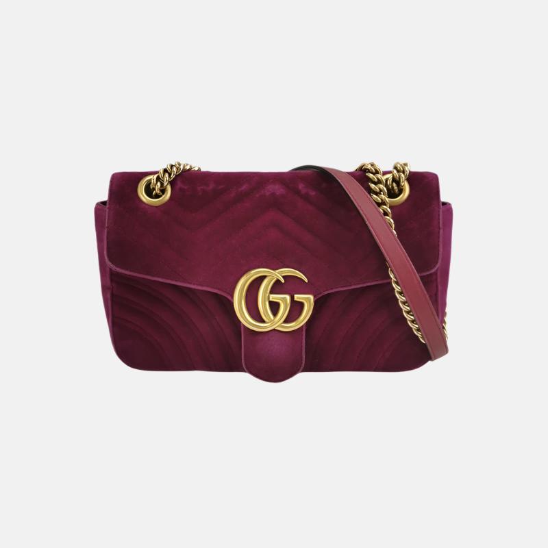 Gucci Marmont Velvet Pink Small Flap Travel Bag