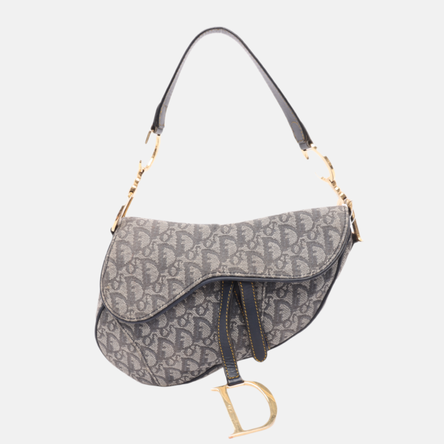 Dior Saddle Navy Oblique With Multicolor Silk Lining Travel Bag