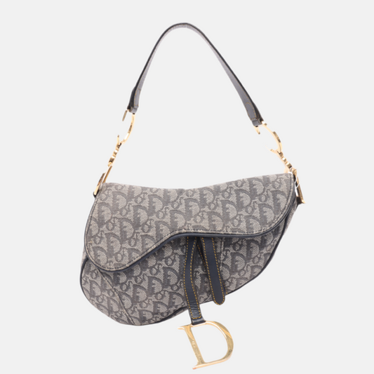 Dior Saddle Navy Oblique With Multicolor Silk Lining Travel Bag