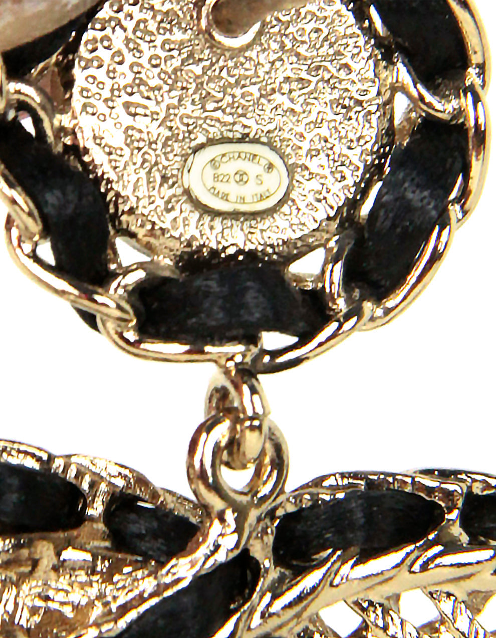 Chanel 2022 Gold/Black Leather Large hanging CC Earrings Jewelry
