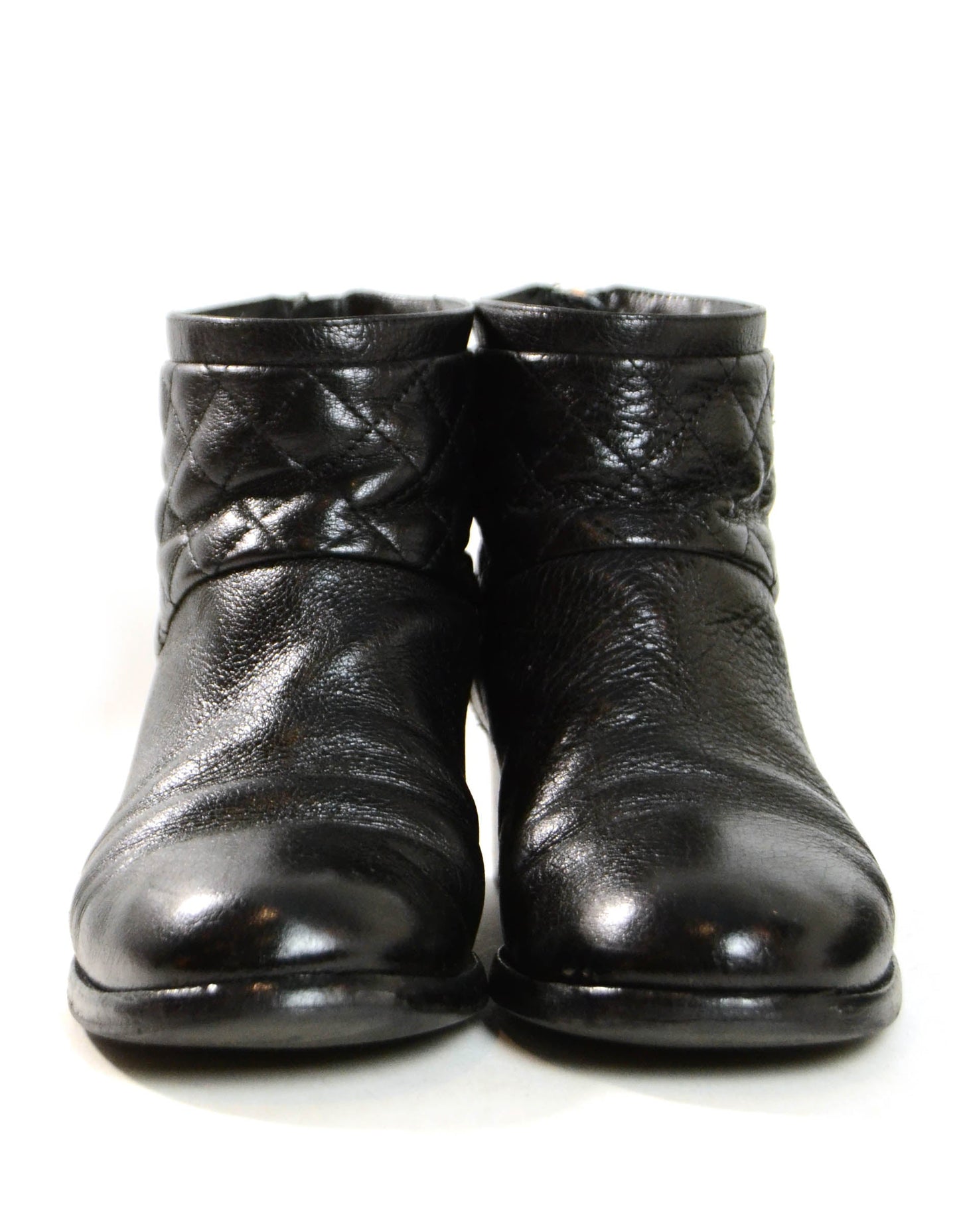 Chanel Black Quilted Leather Ankle Booties sz 38.5 Accessory