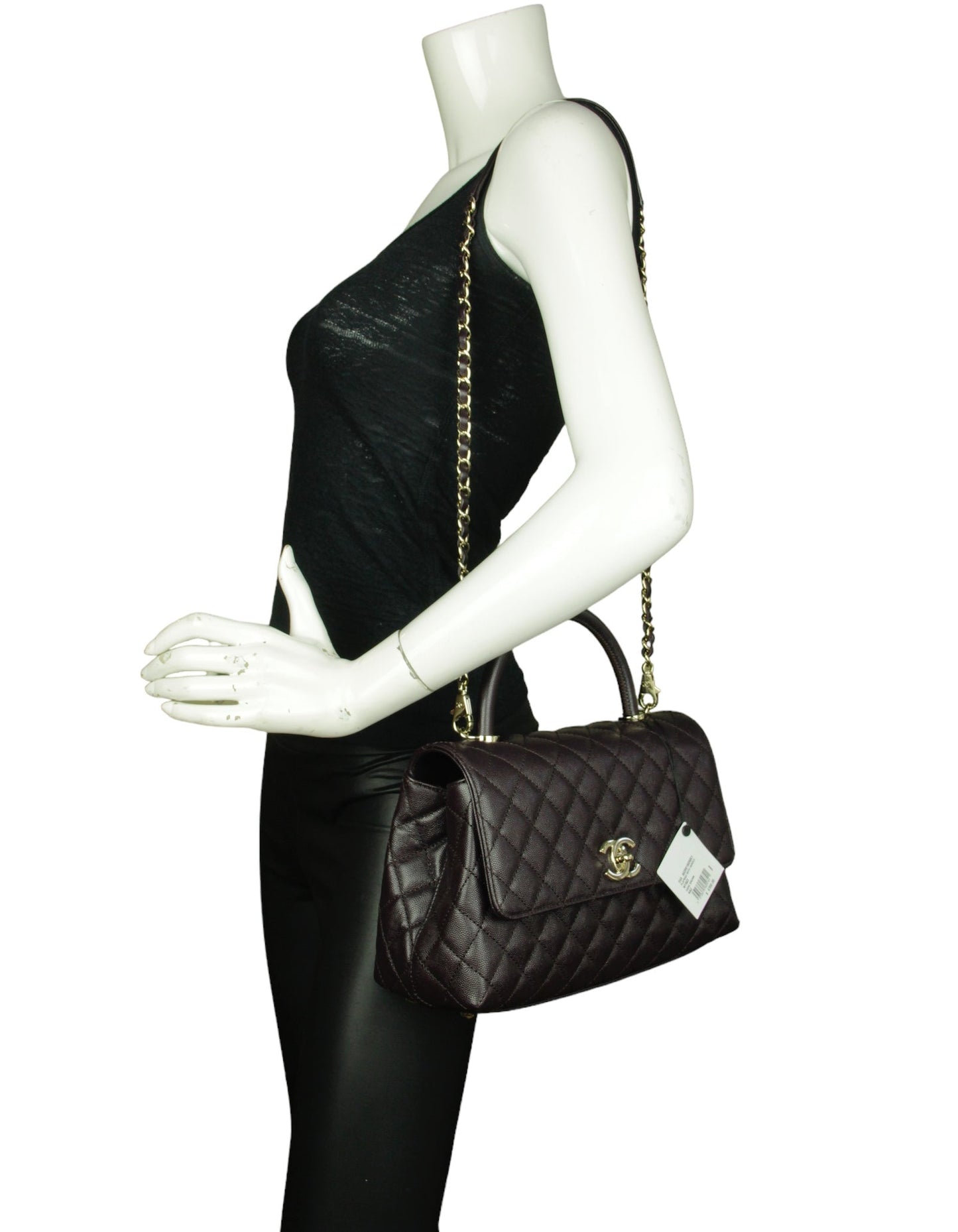 2024 Brown Caviar Small Coco Handle Flap Bag Signature