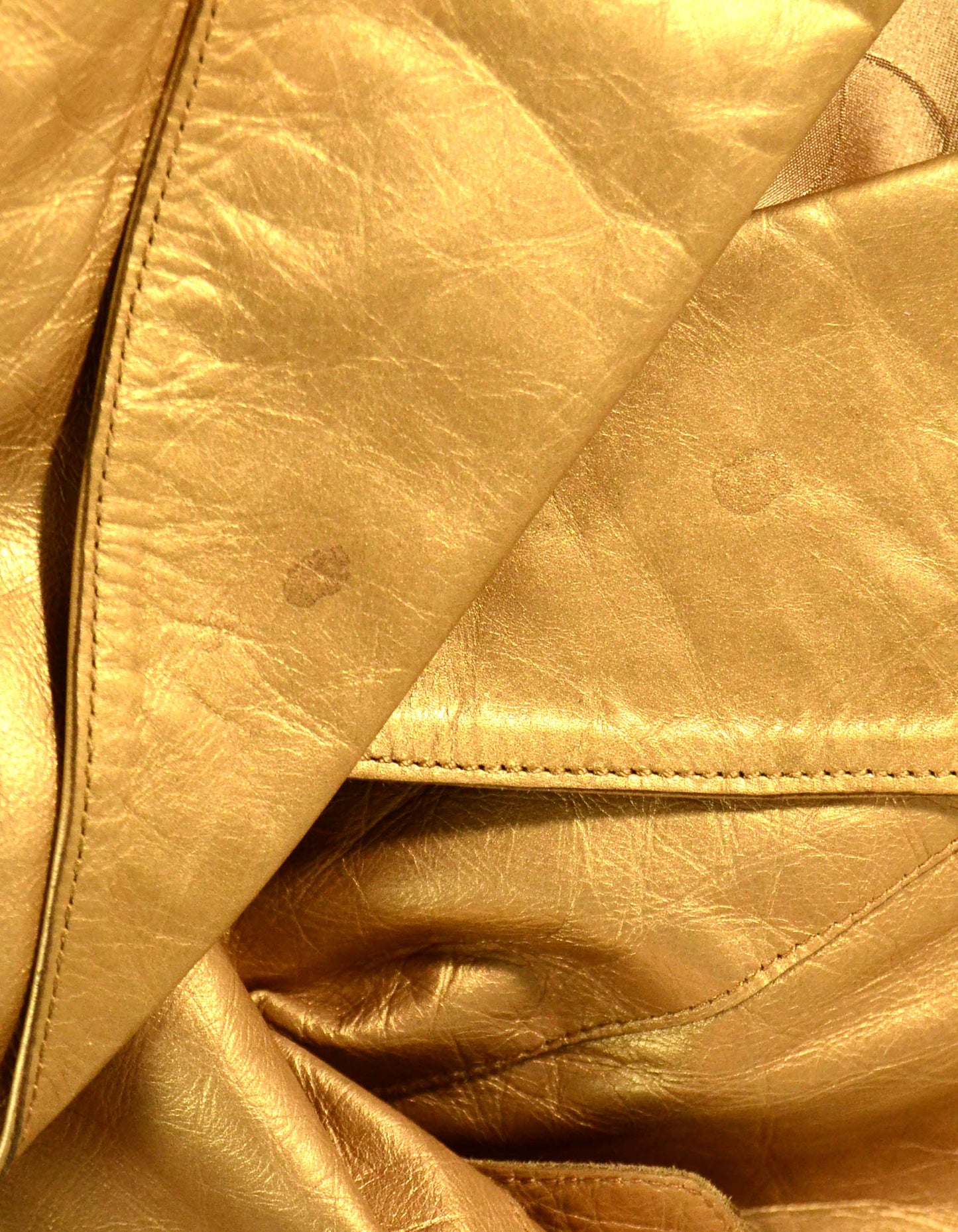 Chanel Gold Leather Single Button Jacket w. Belt / US 4-6