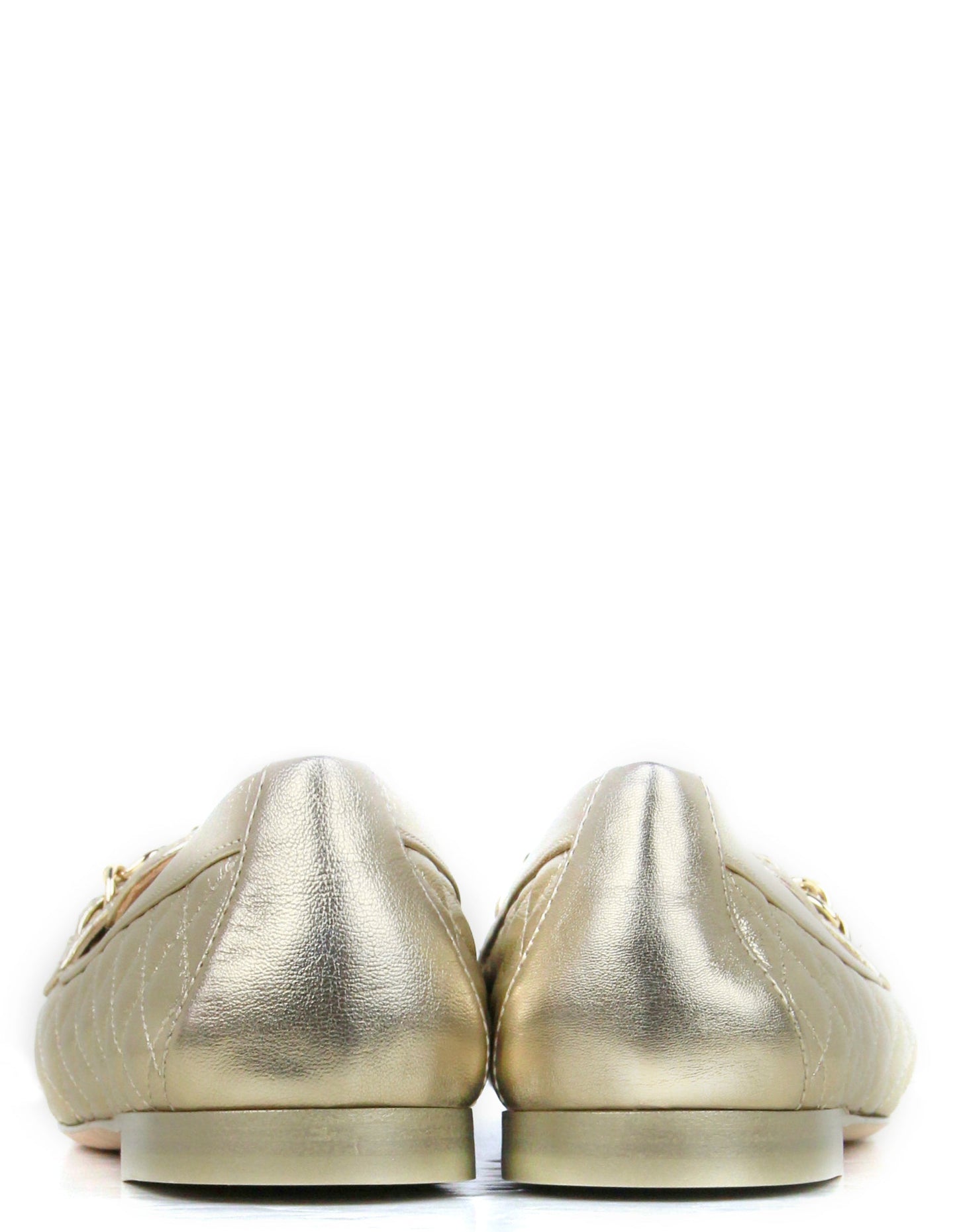 Chanel Gold Lambskin Quilted Chain CC Loafers sz