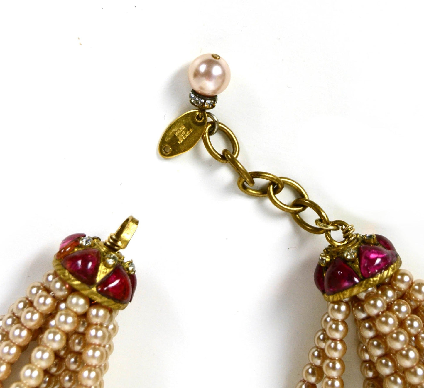 Chanel 1983 Faux Pearl Necklace w. Double Tassel