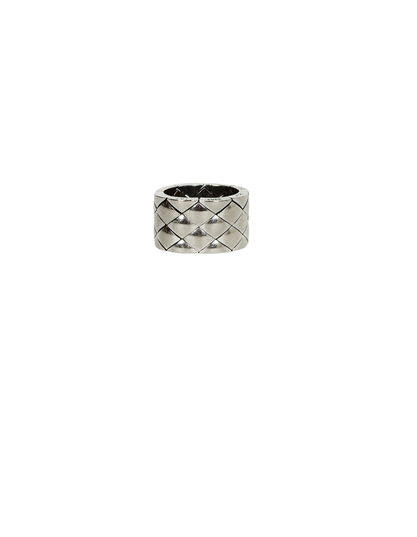 Chanel White Gold Coco Crush Matelasse Thick Band Ring 52/6