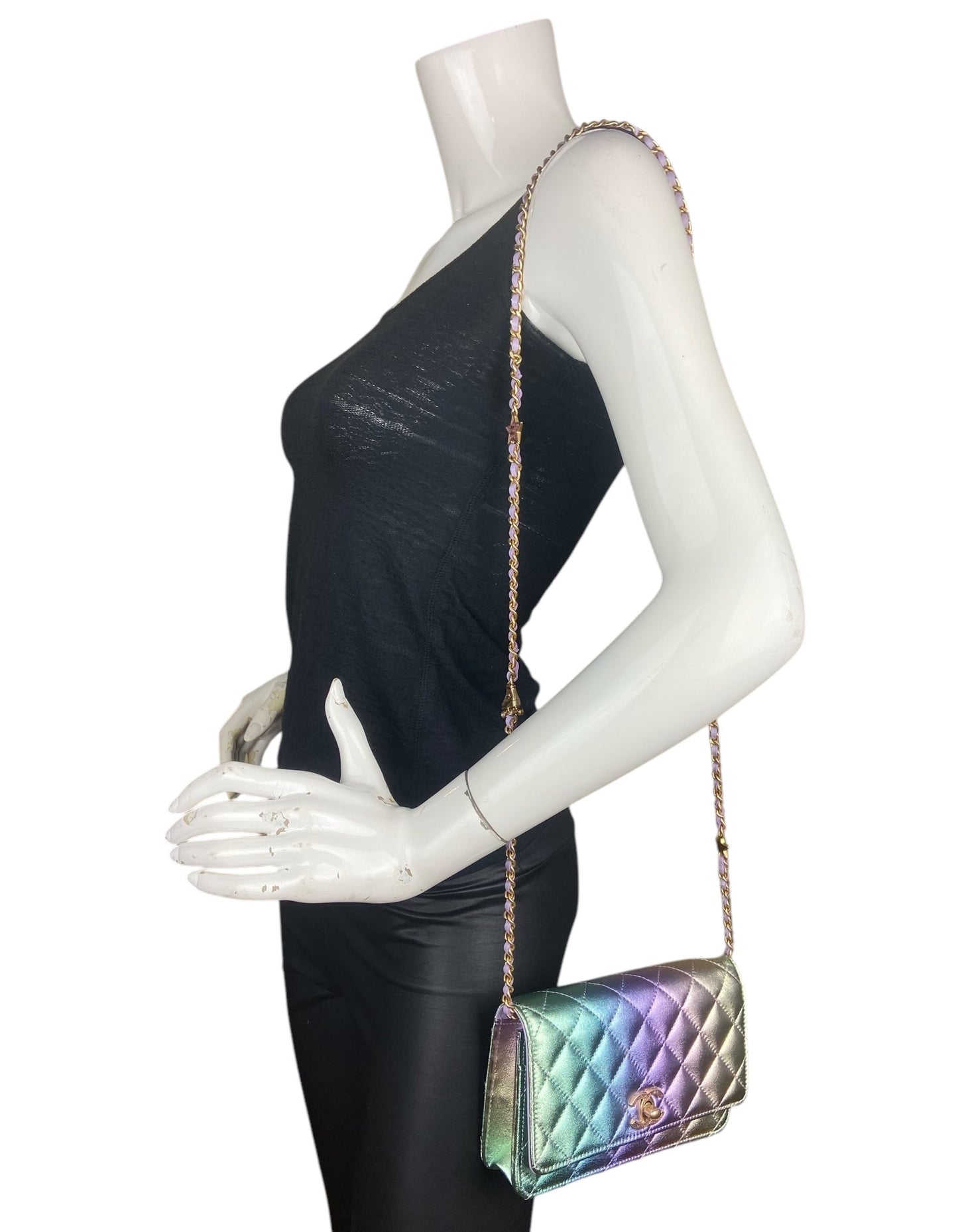 Chanel ' Metallic Ombre Leather Wallet On Chain Bag