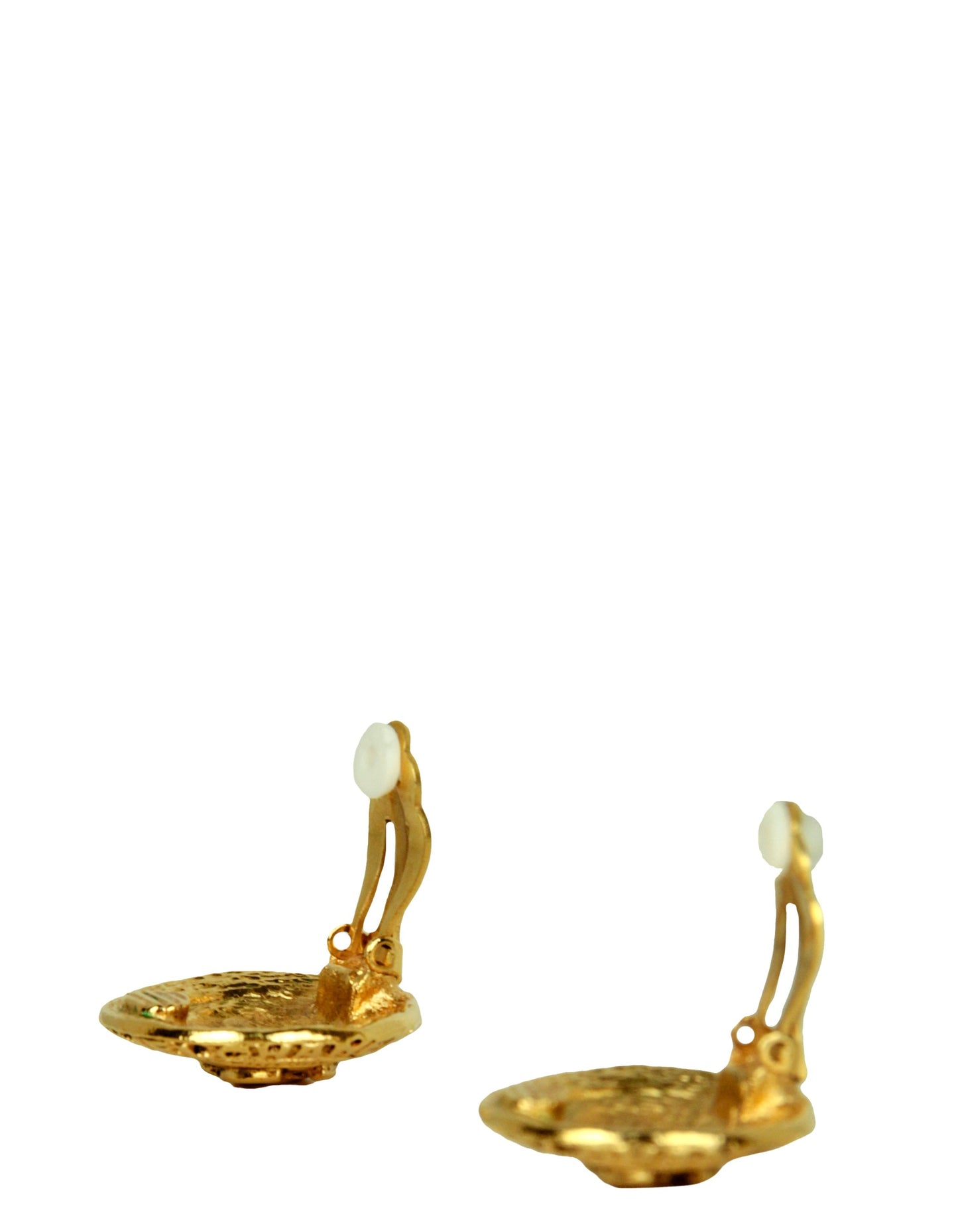Chanel Goldtone 1" CC Button Clip-On Earrings Jewelry