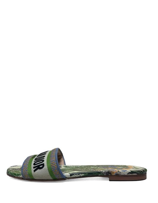 Dior Shoe Christian Dway Slides sz39.5 Canvas Embroidered Shoes