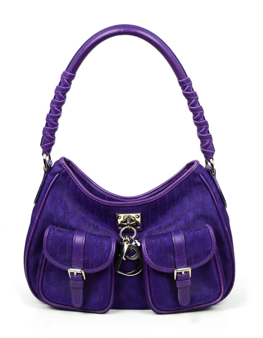 Dior Handbag Christian Shoulder Bag Canvas Monogram Purple