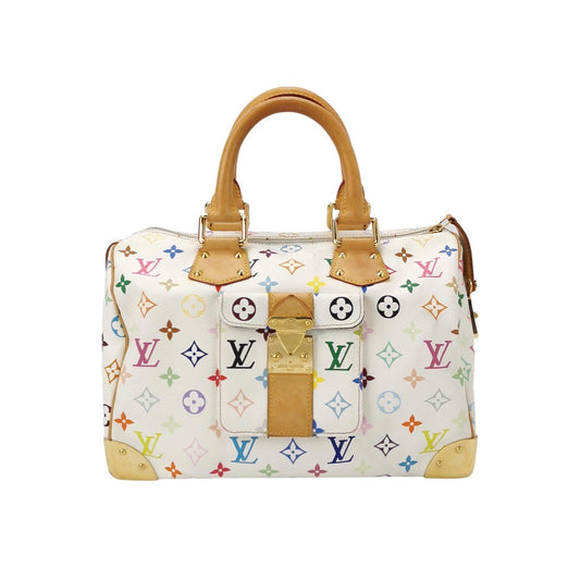 Louis Vuitton x Takashi Murakami Speedy 30 Lock Multicolor White Handbag Multicolor 8
