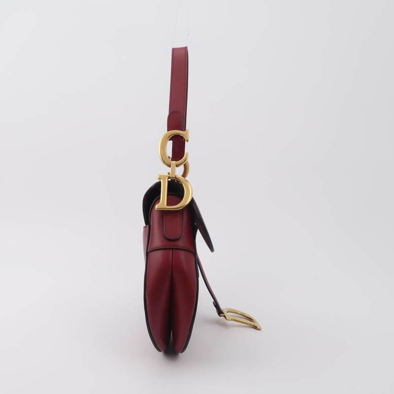 Dior Saddle Shoulder Bag Medium Smooth Hardware Leather Red