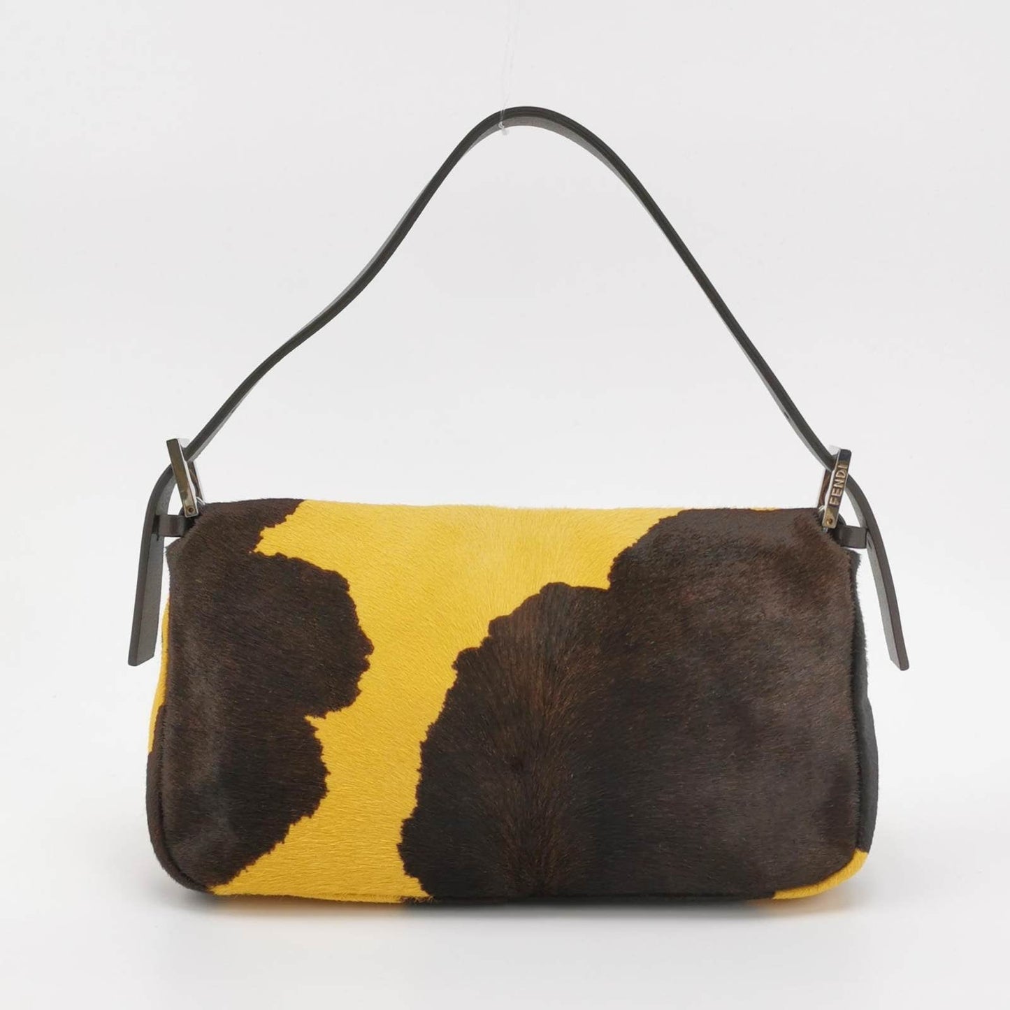 Fendi Baguette Pony Hair In Cow Print Handbag Yellow Shoulder Bag